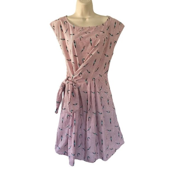 Maeve Anthropologie Women's Sz 8 Bathing Beauty Divers Swimming Tie Waist Dress - Picture 3 of 10